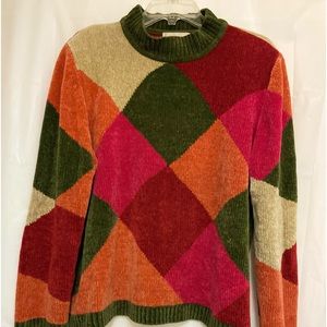 Jeweled toned Alfred Dunner retro mock turtleneck sweater  SZ  L